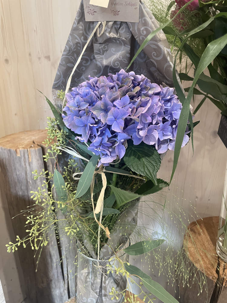 ausgarnierte Hortensie in violett